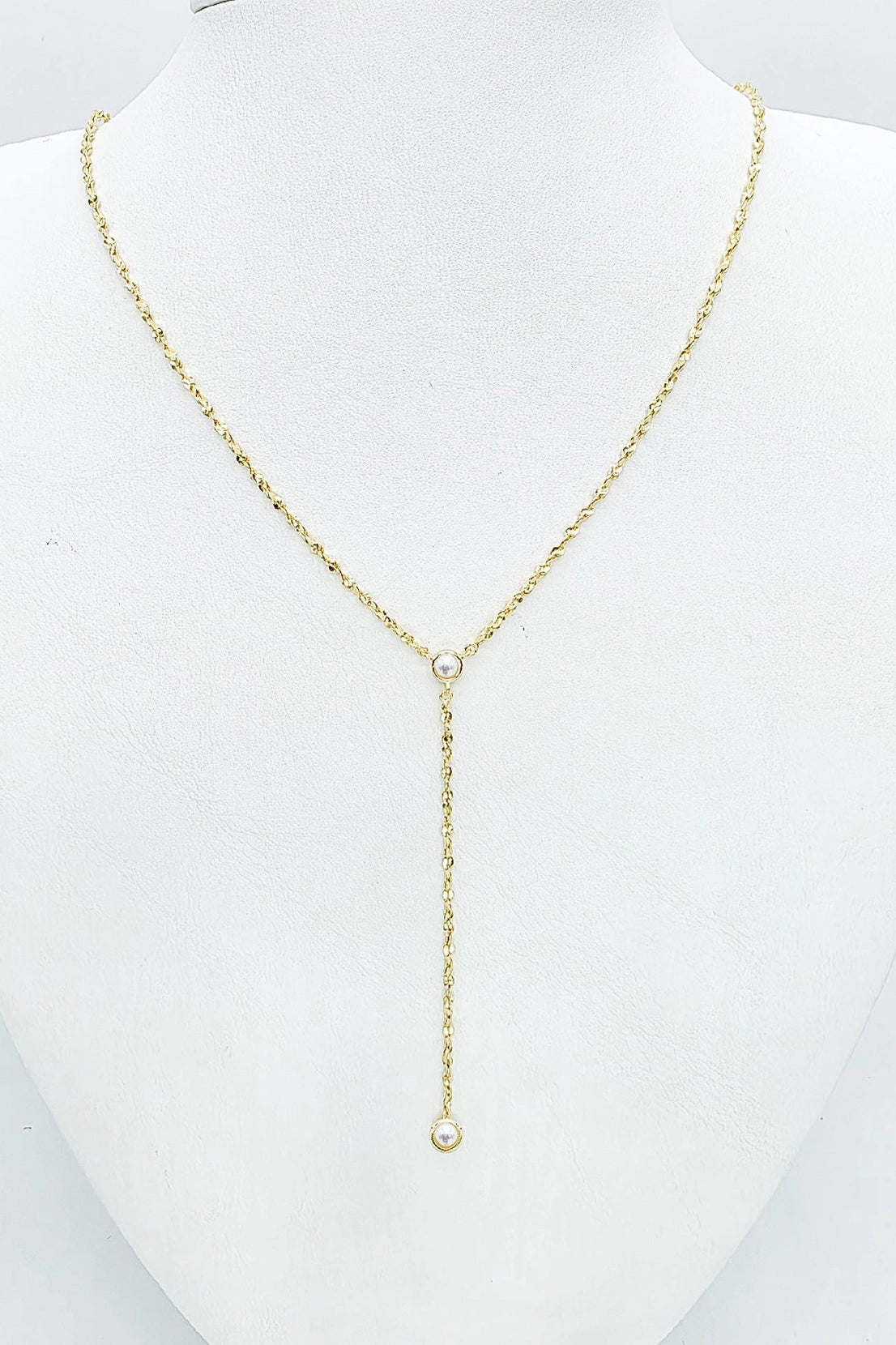18K Gold Double Layered Pearl Drop Necklace