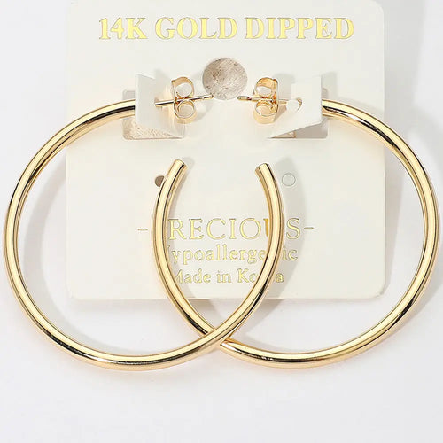 14K Gold Dipped Hypoallergenic Hoop Earrings