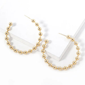 Gold Dipped Metal Ball Hoop Earrings