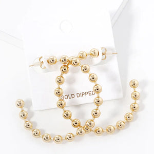 Gold Dipped Metal Ball Hoop Earrings