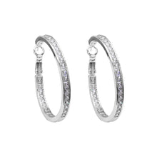 Gold Dipped Cz Stone Channel Hoop Earrings