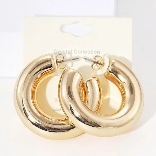 Thick Hoop Earrings-gold