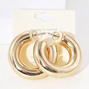 Thick Hoop Earrings-gold