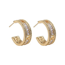Gold Dipped Baguette Cut Cz Stone Hoop Earrings-small