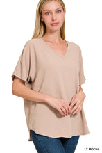 Woven Airflow V-neck Short Sleeve Top