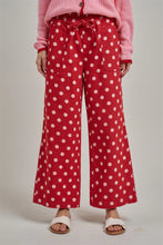 Red polka dot drawstring pants