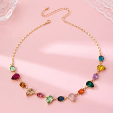 Rainbow Pear Gemstone Dangle Necklace