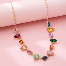 Rainbow Pear Gemstone Dangle Necklace