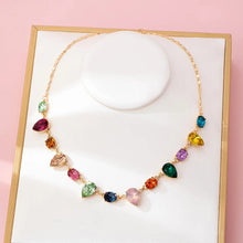 Rainbow Pear Gemstone Dangle Necklace