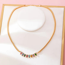 Rainbow Marquise Drop Bib Necklace