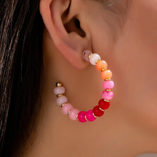 Rainbow Beaded Hoop Earrings