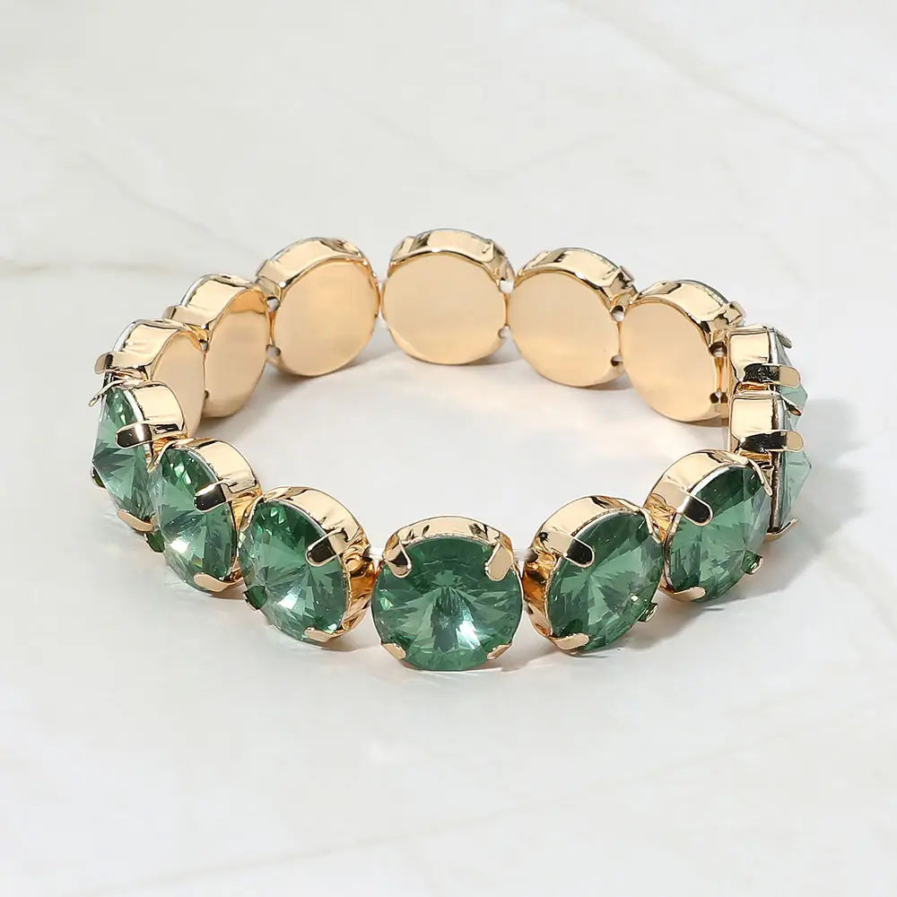 Round Facetd Gem Beaded Stretch Eveing Bracelet