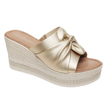 Gold bow wedge sandal