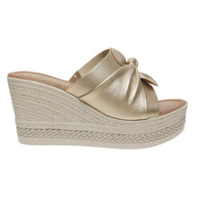 Gold bow wedge sandal