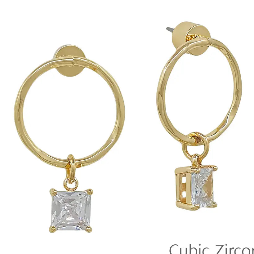 Gold earrings  1" Open Round Metal Stud Earring-small