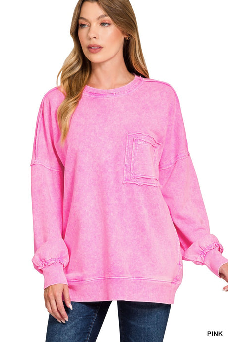 HALO WASHED FRENCH TERRY EXPOSED-SEAM SWEATSHIRT