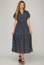 Classic beautiful fit Black polka dot maxi dress