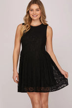Black SLEEVELESS FIT AND FLARE LACE MINI DRESS