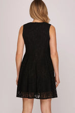 Black SLEEVELESS FIT AND FLARE LACE MINI DRESS