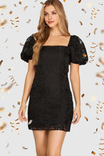 Black BUBBLE SHORT SLEEVE ORGANZA MINI DRESS