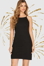 Black SLEEVELESS TEXTURED KNIT MINI DRESS