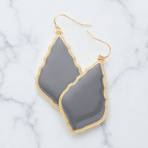 Gray Enamel Petal Dangle Earrings