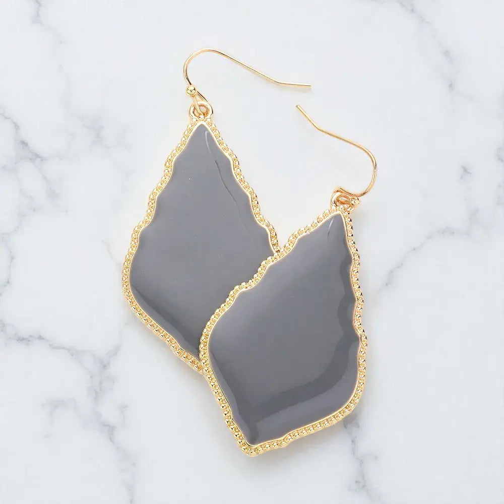 Gray Enamel Petal Dangle Earrings