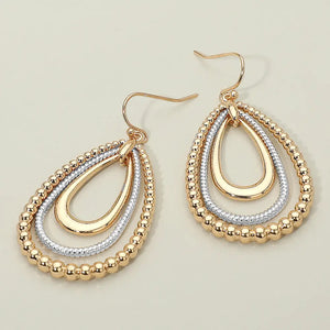 Metal Bubble Layered Teardrop Dangle Earrings