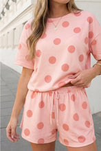 Polka Dot Tee Drawstring 2pcs Short Set |