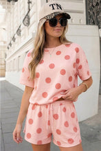 Polka Dot Tee Drawstring 2pcs Short Set |