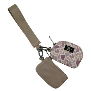 Camo/beige Lulu Mac double pouch wristlet