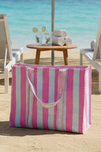 Pink and Blue Striped Tote Bag
