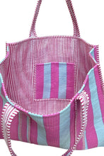 Pink and Blue Striped Tote Bag