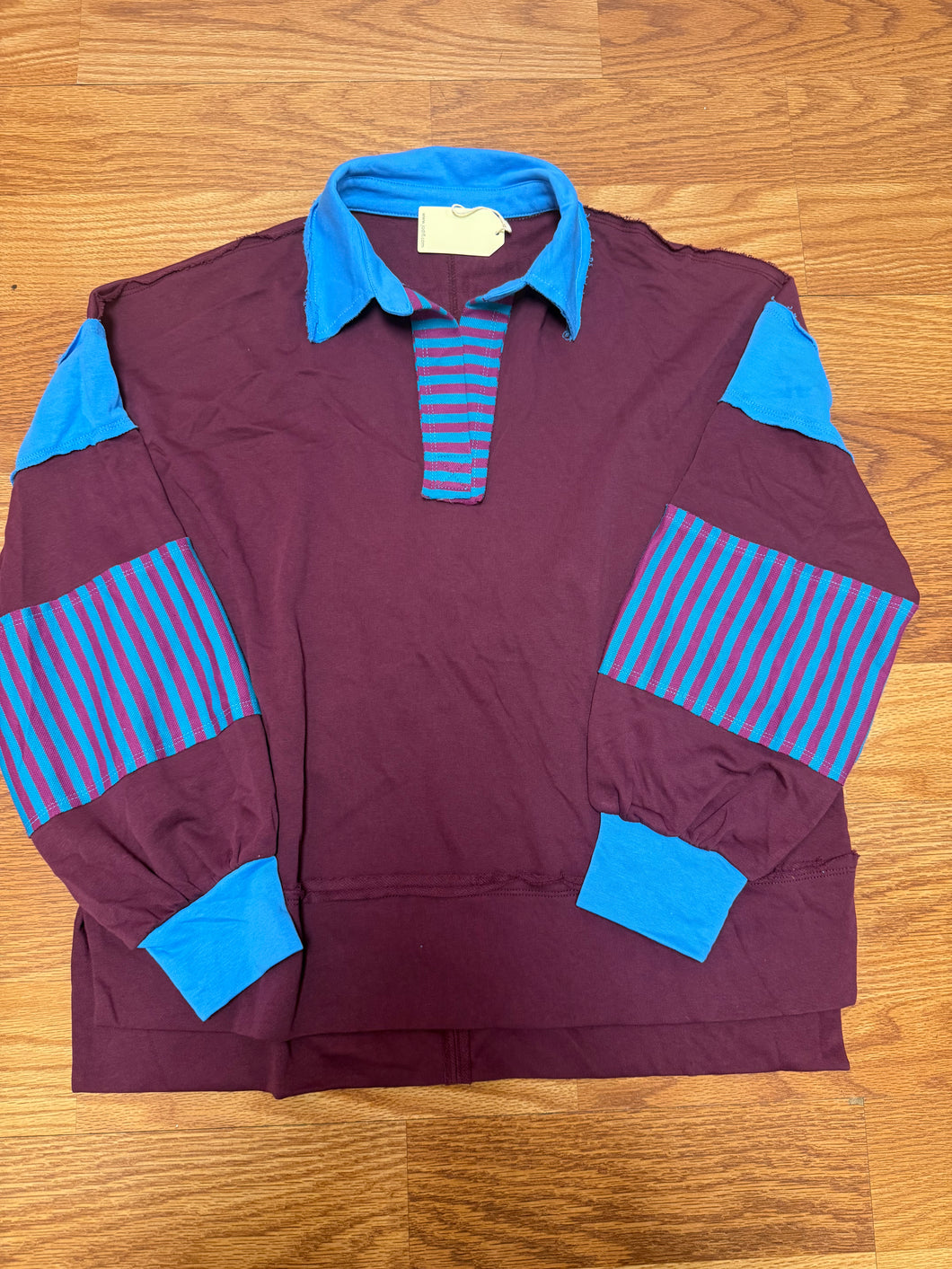 Wine Fabric Mix Match Hi-low Casual Top