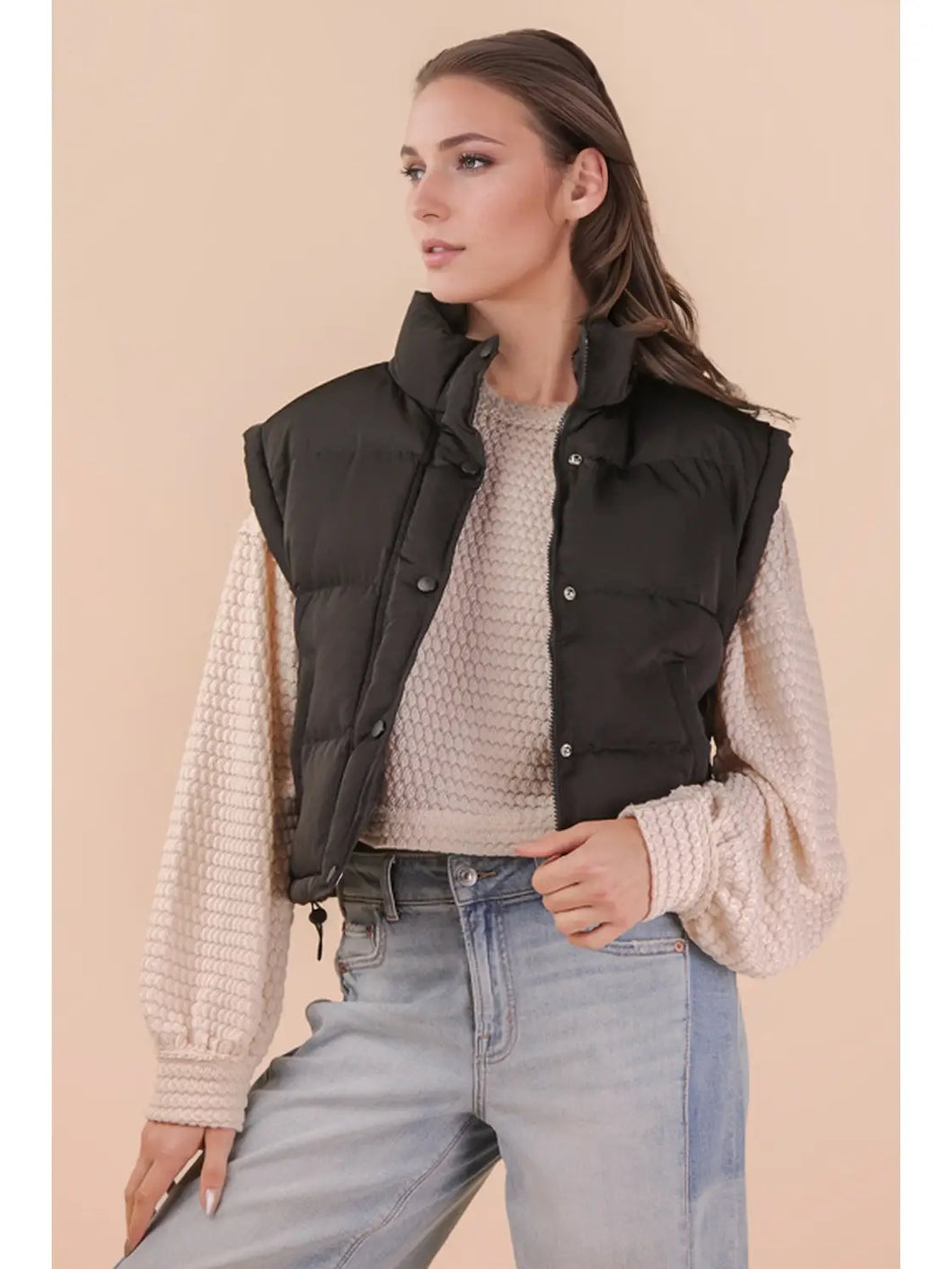 Black Casual Puffer Vest