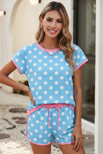 Polka Dot Contrast Edge Casual Short Set|