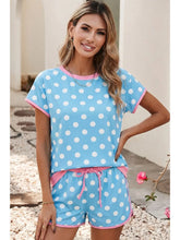 Polka Dot Contrast Edge Casual Short Set|