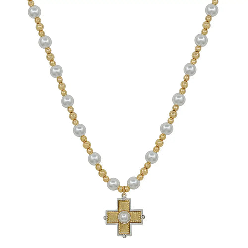 8mm Pearl Beaded and Cross 16