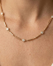 Gold link bar chain necklace