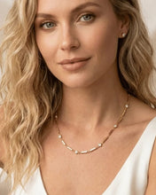 Gold link bar chain necklace
