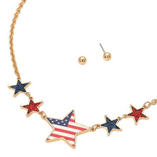 Star American USA Flag Charm Link Necklace