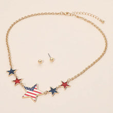 Star American USA Flag Charm Link Necklace