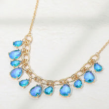 BlueAB Cushion Teardrop Cluster Drop Station Necklace-beautiful