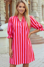 Half Button Vibrant Loose Fit Shift Dress