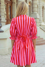 Half Button Vibrant Loose Fit Shift Dress