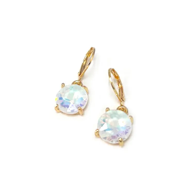 12mm Round Glass Beads Dangle Lever Back Drop Earrings