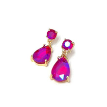 Midi Size Teardrop Linked Crystal Glass Dangle Earrings