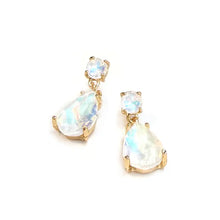 Midi Size Teardrop Linked Crystal Glass Dangle Earrings