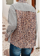 Black/Chic Contrast Leopard & Stripes Button Shirt
