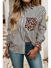 Black/Chic Contrast Leopard & Stripes Button Shirt